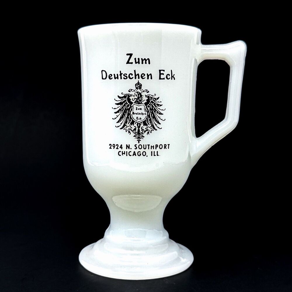 Vintage Zum Deutschen Eck Alpine Coffee Mug Federal Glass Chicago IL
